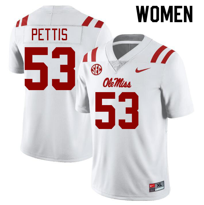 Women #53 Cephas Pettis Ole Miss Rebels College Football Jerseyes Stitched Sale-White - Click Image to Close